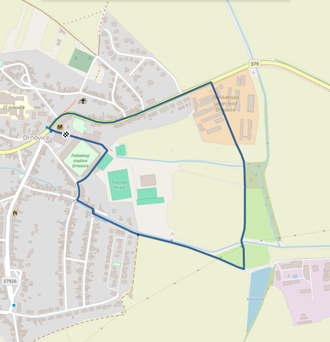 Mapa závodu 5 km Drnovice - Sokolský běh republiky