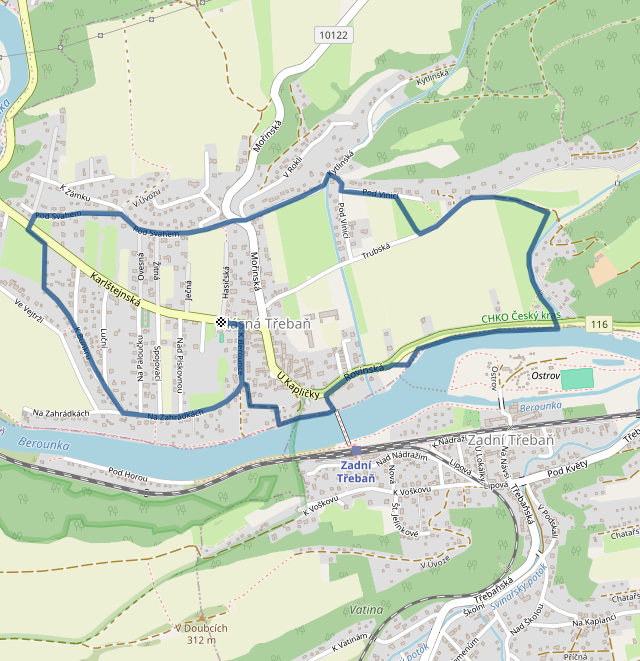 Mapa závodu 5 km - Hlásná Třebáň | Sokolský běh republiky