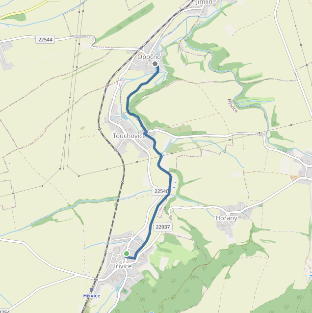 Mapa závodu 3,2 km - Hřivice| Sokolský běh republiky