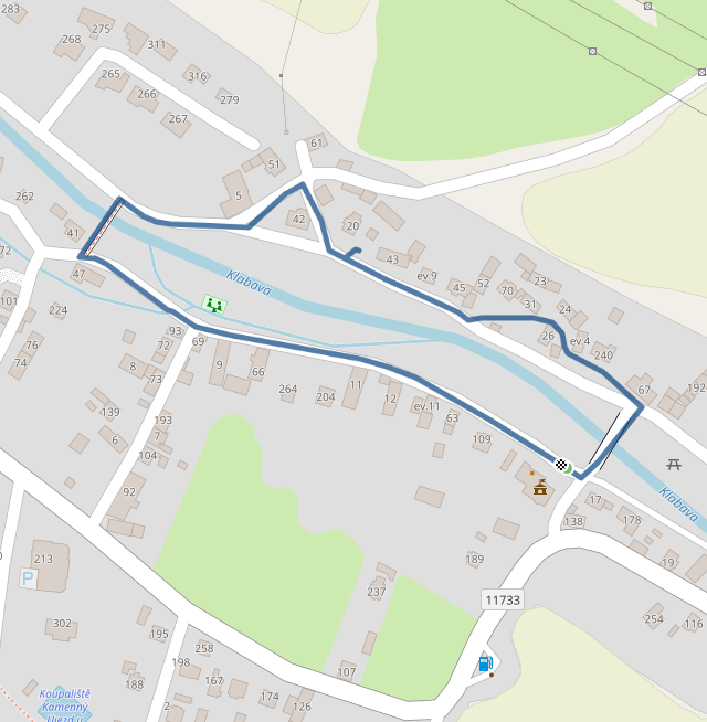 Mapa dětského závodu 1 km - Kamenný Újezd u Rokycan| Sokolský běh republiky