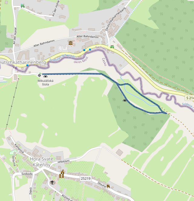 Mapa dětského závodu 1,4 km - Hora Svaté Kateřiny | Sokolský běh republiky