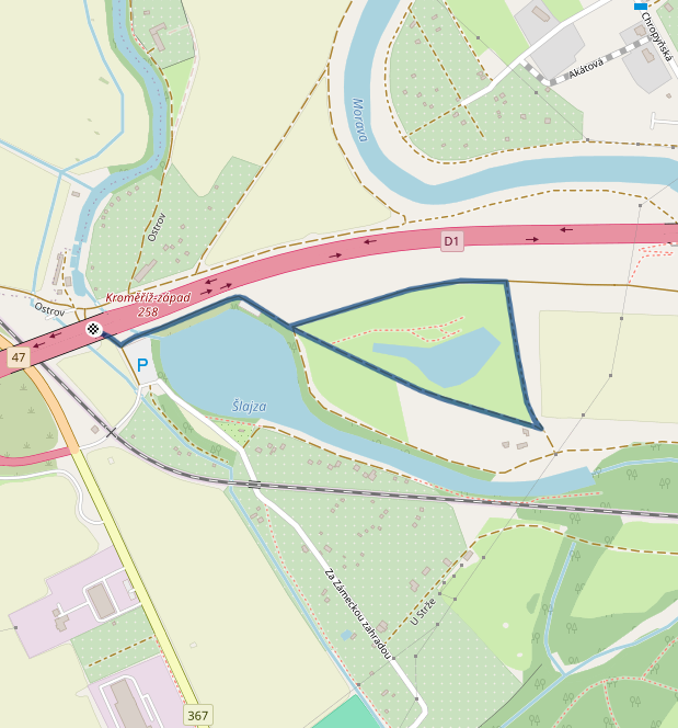 Mapa dětského závodu 1,6 km - Kroměříž| Sokolský běh republiky