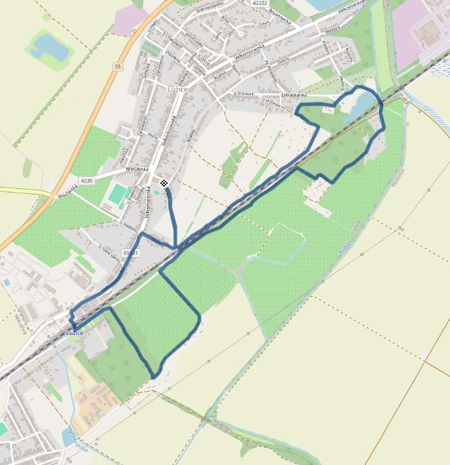 Mapa závodu 7,6 km - Lužice| Sokolský běh republiky