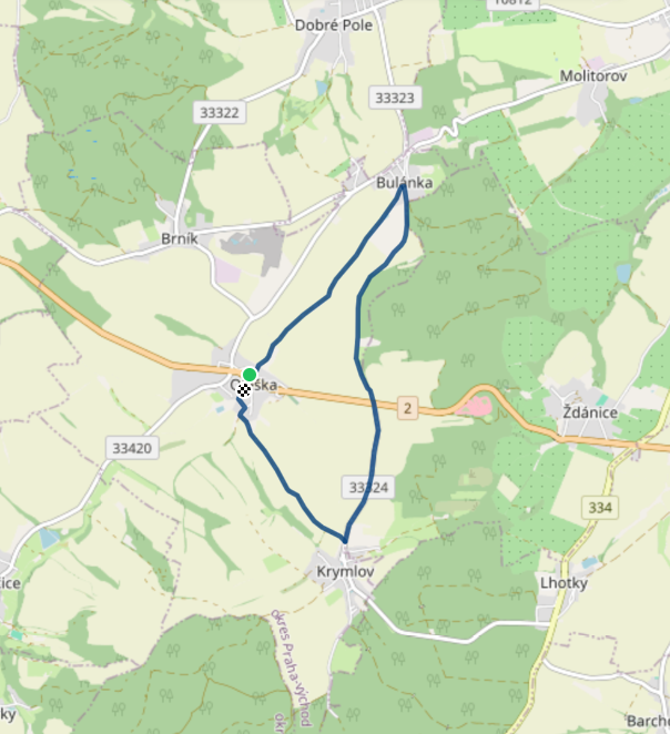 Mapa závodu 7,5 km - Oleška | Sokolský běh republiky