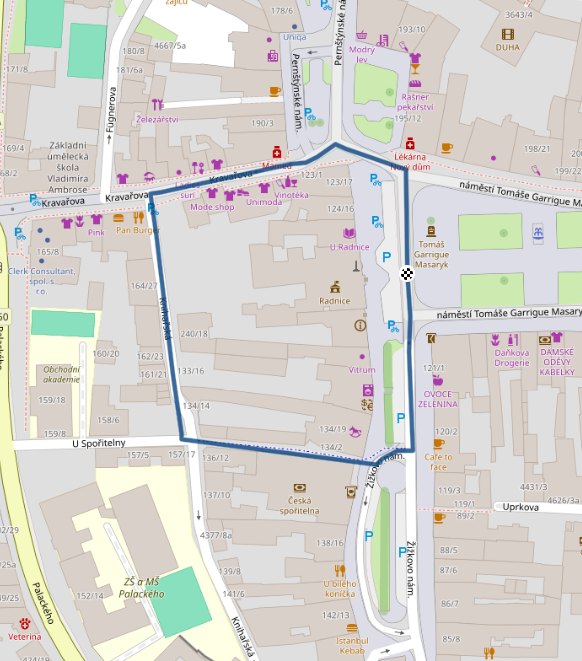 Mapa dětského závodu 500 m - Prostějov | Sokolský běh republiky