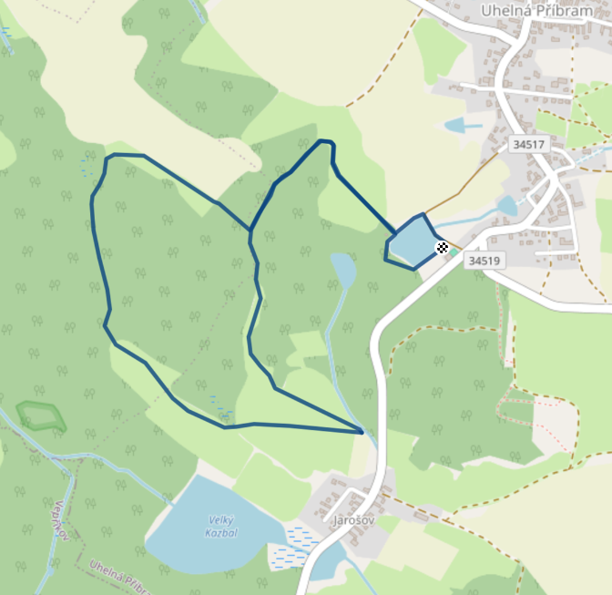 Mapa závodu 4,5 km - Uhelná Příbram | Sokolský běh republiky