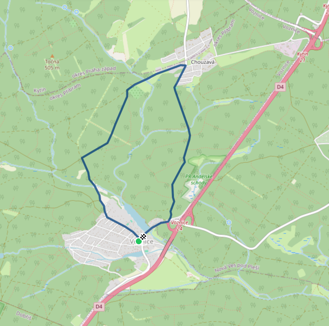 Mapa závodu 5,5 km - Voznice | Sokolský běh republiky