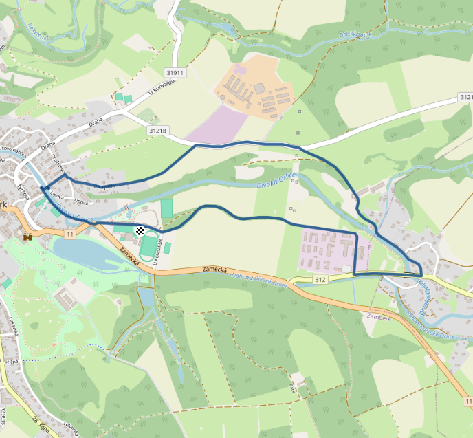 Mapa závodu 5 km - Žamberk| Sokolský běh republiky