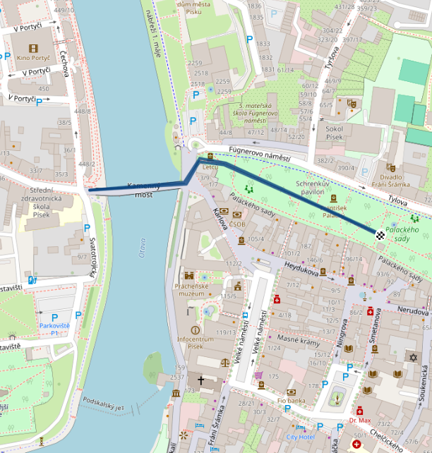 Mapa dětského závodu 800 m - Písek | Sokolský běh republiky