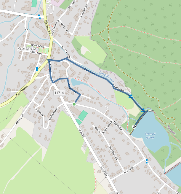 Mapa dětského závodu 1,1 km - Kamenice | Sokolský běh republiky